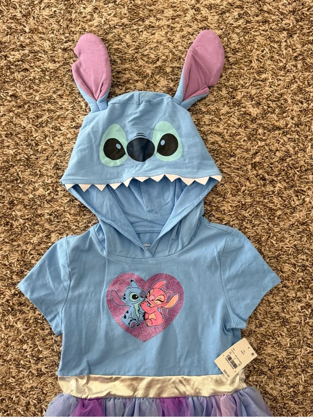 Disney NWT Lilo and Stitch blue and purple tutu dress with hood Girls size S 6/7
